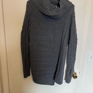 L.L. Bean Charcoal Cable Cowl Neck Sweater